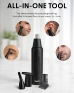 Keplin 7-in-1 Grooming Kit for Men & Women – Multi-Purpose Precision Trimmer with 3 Interchangeable Heads, Dual-Edge Blades, Professional Painless Eyebrow and Facial Hair Trimmer, Easy Clean - Black - Image 3