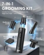 Keplin 7-in-1 Grooming Kit for Men & Women – Multi-Purpose Precision Trimmer with 3 Interchangeable Heads, Dual-Edge Blades, Professional Painless Eyebrow and Facial Hair Trimmer, Easy Clean - Black - Image 4