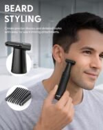 Keplin 7-in-1 Grooming Kit for Men & Women – Multi-Purpose Precision Trimmer with 3 Interchangeable Heads, Dual-Edge Blades, Professional Painless Eyebrow and Facial Hair Trimmer, Easy Clean - Black - Image 6
