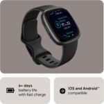 Fitbit Versa 4 Fitness Smartwatch with built-in GPS and up to 6 days battery life - compatible with iOS 15 or higher & Android OS 9.0 or higher, Black /Graphite Aluminium - Image 3