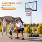 Yaheetech Outdoor Adjustable Basketball Stand, Portable Basketball Hoop Net System on Wheels - Image 3