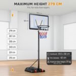 Yaheetech Outdoor Adjustable Basketball Stand, Portable Basketball Hoop Net System on Wheels - Image 4
