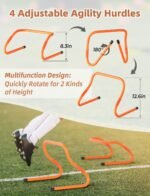 GHB Agility Ladder,Football Training Equipment Set,4 Agility Hurdles, 20 feet12 Rungs Speed Ladder,12 Disc Cones,Resistance Parachute, Jump Rope, 5 Resistance Bands - Image 3