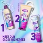 Aussie Oh My Gloss Giftset: Hydrating Shampoo & Conditioner, Leave in Serum | Lightweight Hair Treatment Serum. Moisture & Shine Booster for Dull, Dry Hair, with Jojoba, Safflower, Macadamia Nut Oils - Image 3