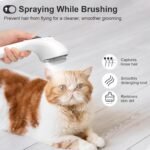 Euqvunn Steam Cat Brush with Release Button, [Ultra-Quiet Design/Comfort-Grip Handle] Pet Spray Dog Brush, Rechargeable Pet Steam Brush for Long Short Hair Cats, Dogs, Rabbits Grooming(Gray-White) - Image 3
