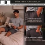 Light & Shade Men’s Loungewear Set T-Shirt & Shorts Cotton Pyjamas with Drawstring Waist Casual Nightwear Set (Grey, L) - Image 5