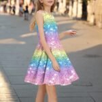duxyoz Girls Skater Dress Summer Floral Sleeveless Casual Sundress Swing Flowy A-Line Boho Beach Holiday Party Dresses Teen Girl Smocked Midi Playwear Dress Twirly Sundress Kids Clothing 4-14 Years - Image 4