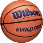 Wilson Indoor Basketball, Sports Flooring, Granular, PVC or Linoleum Floors, Size 6, For ages 6-12, Evolution Game Ball, Orange, WTB0516 - Image 3