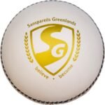 SG Cricket Shield 20 Premium Leather Ball (White & Red Color) - Image 4