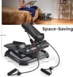 Sunny Health & Fitness Mini Stair Stepper w/Resistance Bands for Home Gym | Full Body Cardio, Hydraulic Resistance, LCD Meter, No Assembly, Resistance Bands, 135-180 kg Capacity, SunnyFit App - Image 5