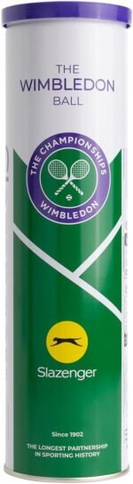 Slazenger Unisex Wimbledon 4tin Tennis Balls, Yellow, Tube Of 4 EU - Image 4