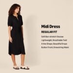 Amazon Essentials Women's Relaxed Fit Half-Sleeve Waisted Midi A-Line Dress - Image 3
