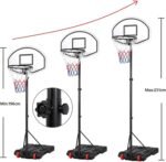 Yaheetech Portable Basketball Hoop, Height Adjustable 1.59-2.14m, Red/Black | Free Standing Basketball Hoop and Stand for Kid Adult Youth, Outside Indoor Garden, Water/Sand Filled Base, Easy Moving - Image 7