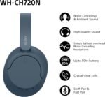 Sony WH-CH720N Wireless Bluetooth Noise Cancelling Over-Ear Headphones, Ambient Sound Mode, Lightweight Design, up to 50 hr battery life, iOS & Android - Blue - Image 4