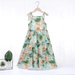 duxyoz Kids Girls Summer Floral A Line Cami Mini Dress Bohemian Beach Sleeveless Casual Slip Sundress Adjustable Spaghetti Strap Off Shoulder Party Dress Hawaii Cotton Sundress - Image 3
