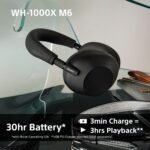 SONY WH-1000XM6 Flagship Noise Cancelling Over-Ear Wireless Bluetooth Headphones, Signature Hi-Res Sound, Comfort, Foldable Design, Durable Case, 30 HR Battery NC On, iOS & Android – Black - Image 5