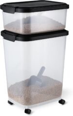 Amazon Basics Pet Food Storage Container, 15.8 kg + 4.5 kg,Transparent and Black - Image 2