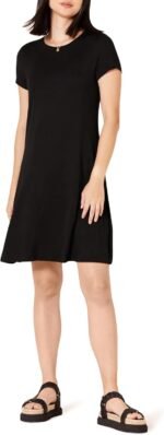 Amazon Essentials Women's Short-Sleeved Scoop Neck Swing Dress (Available in Plus Sizes) - Image 2