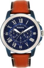 FOSSIL Grant Watch for Men, Quartz Chronograph Movement with Leather and Stainless Steel Strap - Image 2
