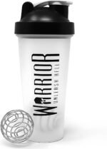 Warrior Protein Shaker Bottle, 600ml with Wire Mixball Blender – Leakproof Clear Gym Bottle for Mixing Whey Protein Shake, Smoothies, Milkshake, Juice, Supplement Drinks – BPA Free, Dishwasher Safe - Image 2