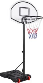 Yaheetech Portable Basketball Hoop, Height Adjustable 1.59-2.14m, Red/Black | Free Standing Basketball Hoop and Stand for Kid Adult Youth, Outside Indoor Garden, Water/Sand Filled Base, Easy Moving - Image 2
